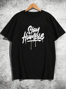 Camiseta de manga corta con cuello redondo para hombre, diseño creativo con estampado, diseño sencillo, proceso de tejido, suave y cómoda, adecuada para uso en el campus, reuniones y fiestas, uso diario, una buena elección para familiares y amigos. - Blanco y Negro - Ver 2