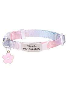 1pc Customized Gradient Colorful Cat Collar, Nylon Material Cat Collar, Can Customize Pet Name, Contact Info, Address, Anti-Lost Engraved Pet Collar, Suitable For Medium & Small Cats - Multicolor - View 4