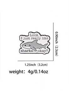 1 件可爱鲨鱼珐琅别针 - “看，我真的很喜欢鲨鱼......好吗？”合金胸针徽章，适用于背包配件、包袋配件、夹克别针 - 适合鲨鱼爱好者的有趣生日礼物，珠宝服装配件，包袋饰物，办公室配件 - 彩色 - 查看 7