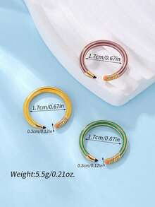 3pcs Unique Creative Enamel Colored Pencil Shaped Open Ring Set For Women, Suitable For Daily Wear, Gift For Classmates, Friends