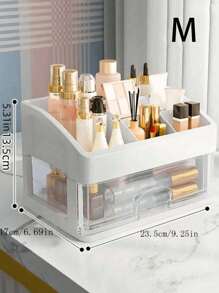1 件抽屉式化妆品收纳盒，多功能桌面化妆品整理盒，多层梳妆台护肤品架，香水和口红收纳盒，大容量防水塑料收纳盒礼品盒，趣味礼品，收纳，适用于假日海滩、浴室收纳、卧室收纳，大容量 - 白色 - 查看 14