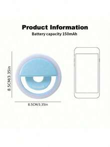 便携式LED自拍环形灯，三档亮度可调 - USB充电或电池供电，手持式设计，适用于直播、视频通话、户外拍摄 - 提供白色/粉色/蓝色/黑色四种颜色可选，提升自拍效果 | 时尚灯光 | LED技术，适用于自拍、直播、摄影，便携式自拍/手机补光灯 - 彩色 - 查看 7