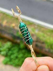 1pc Natural Colorful Crystal Raw Stone Cigarette Holder Ring: Prevent Finger Yellowing - Multicolor - View 15