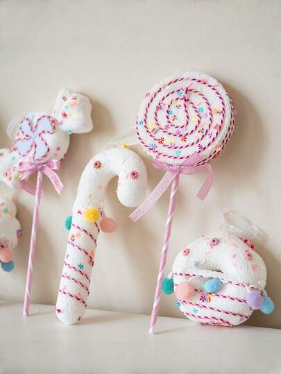 多色圣诞泡沫拐杖糖吊坠，粉色冰淇淋甜甜圈棒棒糖挂饰，适用于圣诞装饰、节日派对用品、婚礼装饰、家庭派对装饰