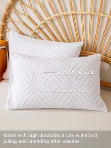 1pc/2pcs/4pcs Cozy Tufted Microfiber Pillow Cover Set (Pillow Inner Not Included), Soft & Comfortable, Suitable For All Seasons Christmas Gift - White - View 8