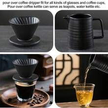 Pour Over Coffee Maker 17oz Pour Over Coffee Dripper Ceramic Retain Heat With 50PCS Paper Coffee Filter For Father's Day Christmas Reusable Drip Coffee Maker For Cafe Restaurant Home Camping - MatteBlack - View 5
