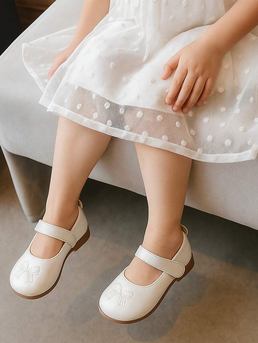 1 Pair Girls' Bow Decor Princess Shoes, Chinese Style Embroidered Children's Casual Sneakers, Suitable For Daily Wear, Parties, Festivals And Various Occasions