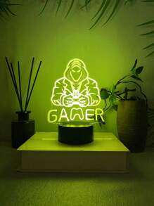 1pc Creative 3D Night Light, Touch Sensor 7-Color Changing USB Decorative Lamp, Gaming Room Atmosphere Light, Holiday Gift - Pink - View 5