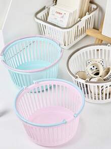 1个迷你桌面收纳篮，小巧便携，适用于桌面、化妆品收纳、学生文具收纳，多功能收纳盒，适用于办公室、宿舍、梳妆台等场所，时尚现代的室内设计风格，轻巧节省空间，耐用塑料材质，保持物品整齐有序，方便取用，外观可爱，是整理文件、小物件、刷子、铅笔、工具和配件的完美桌面配件，现代简约风格的家庭办公室日常必备品。 - 彩色 - 查看 4