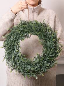 1/2pcs Artificial Cedar Wreath, Aglaia Odorata Wreath, Boxwood Wreath, 41cm/16.14 Inches, Artificial Plant, Artificial Flower, Artificial Plant, Green, PE Material, School Dormitory Office Decoration, Outdoor Gathering Event Festival Birthday Party Decoration, Home Entrance Hotel Restaurant Living Room Bedroom Wedding Banquet Kitchen Garden Decoration, Christmas Decoration Home Decor Christmas Decorations Room Decor - Green - View 3