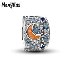 Manyilus Manyilus 1 Stück Sterling Silber Anhänger Perle Clip, Stern Mond funkelnde Diamanten Herz Charm Serie. Geeignet für Armbänder, Halsketten und Armreifen, es ist ein ausgezeichnetes Schmuckgeschenk für Freunde, Familie und Damen - ideal als Geburtstagsgeschenk, Muttertagsgeschenk und Freundschaftstagsgeschenk.