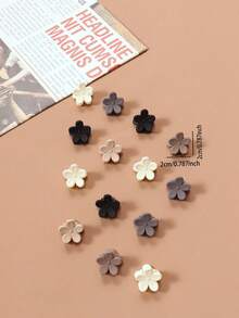 30pcs Coffee-Colored Mini Flower Hair Clips, 2cm Small Size, Sweet & Fresh Princess Style Bangs & Side Braid Hair Accessories, Versatile For Daily Use Fashion Hair Claw Clips Autumn Accessories Fall Hair Clutch Winter Accessories For Vacation Outfits Woman Summer - Multicolor - View 5