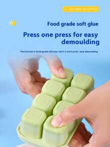 Juego de 4 bandejas de cubitos de hielo de silicona transparente grande con 8 ranuras, de fácil extracción, para mini nevera, cócteles, whisky, bebidas - Multicolor - Ver 6