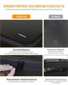 Dokumententasche Dokumentenbox, Feuerfeste Dokumentenmappemit Schloss, Ordner (Sichere Aufbewahrungslösung aus hitzebeständigem Fiberglas (bis 2000°F), 1-tlg., Mit mit 7 Fächern, Passwortschloss, wasserdicht & tragbar), 36 x 10 x 26,9 cm, für Dokumente, Karten, USB u.v.m. - Schwarz - Übersicht 4