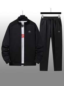 Men's Casual Sports Tracksuits, Embroidered Zip-Up Jacket