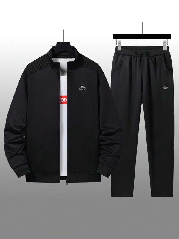 Herren Lässig Sport Trainingsanzüge, bestickte Reißverschluss-Jacke