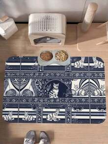 1 Pieza/43*55cm Alfombrilla absorbente para comida de perro - Alfombrilla para comida y agua de gatos y perros, alfombrilla para comida de mascotas de secado rápido, alfombrilla para comida de perro resistente a las manchas, accesorios para mascotas - Alfombrilla para tazón de agua de perro adecuada para bebedores desordenados