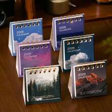2026 Hot Style Mini English Desk Calendar - With The Theme Of Natural Scenery, It Brings Tranquility And Pleasure To Your Soul. It Is Rich In Colors And Meets Your Various Needs.Portable Spiral-Bound Weekly Planner With Handmade English Text, Minimalist Design For Office & Home Decor, Compact Desktop Display For Planning & Organization, Everyday View, Durable Binding