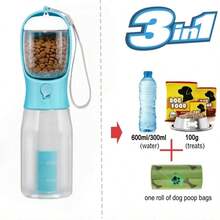 Botella de agua para perros con contenedor de comida y soporte para bolsas de residuos, tazón de agua de viaje, dispensador portátil para mascotas, accesorios para perros, artículos esenciales y necesidades para cachorros, Yorkshire Terrier, Chihuahua, para caminar y hacer senderismo