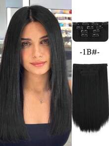 Extensiones de cabello rectas de 14 pulgadas, set de 4 piezas. Extensiones de cabello sintético suave y natural para aumentar el volumen del cabello de las mujeres, para uso diario y de fiesta - Multicolor - Ver 14