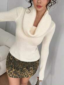 Fashionable Elegant Solid Color Turtleneck Long Sleeve Slim Fit Sweater