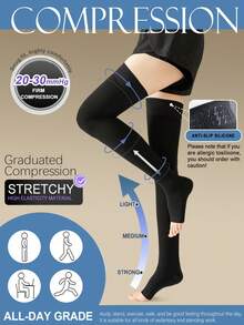 1 Pair Women's Thigh High Compression Stockings - Graduated Compression, Lightweight Breathable, Closed Toe Non-Slip, Recommend Sizing Up For Comfort & Warmth - Multicolor - View 23