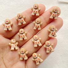 30pcs Colorful Resin Christmas Decoration Set - Adorable Mini Cartoon Christmas Cookie People Design, Flat 3D Mini Figurines, For DIY Scrapbooking, Nail Art, Jewelry Making And Christmas Craft Decorations, Mini Christmas Tree Ornaments, Cute Gingerbread People, Christmas Gifts, Christmas Themed, Christmas Nail Art Supplies, Mini Handmade Decorations