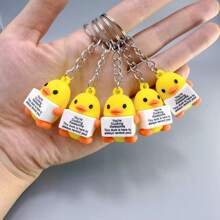 1 件多色卡通创意小鸭子拿着“你真棒”标志钥匙扣，女士汽车包钥匙链吊坠，送给朋友的礼物，日常使用挂件配件万圣节配饰教师节 - 彩色 - 查看 3