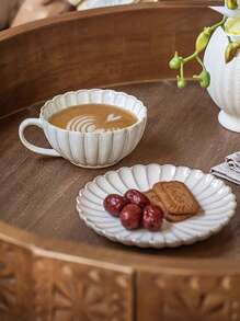 1set Petal Flower-Shaped Coffee Cup And Saucer Set, Kiln - Changed Ceramic Process, Underglaze Color Decoration, Afternoon Tea Cup And Saucer, For Home Use, Coffee Latte Art, Artistic Drinks, High - Appearance Value, For Entertaining Guests, Elegant And Romantic - Multicolor - View 3