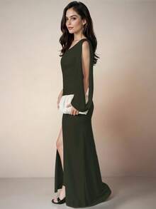 Women Long Dresses - Army Green - View 2