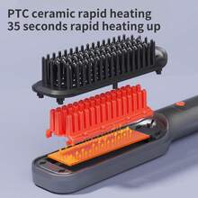 2-In-1 Hair Straightener & Curler, Multi-Function Hair Straightening Brush, Straight & Curly Dual-Use Hair Styler, Anti-Scald & Auto-Off, 4 Heat Settings Fast Heating, Portable Travel & Home Hair Styling Brush, Women's Holiday Gift