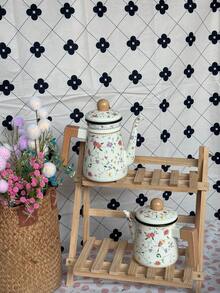1set 1.2L Vintage Floral Enamel Teapot, Coffee Pot, Handmade Tea Pot, Household Boiling Water Enamel Pot, Tabletop Decor Enamel Pot, Enamel Pot As Gift For Friends And Elders, Kitchen Direct Heating Enamel Pot - Multicolor - View 7