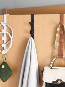 Over The Door Hooks, Metal Door Hooks For Hanging, Over The Door Purse Organizer For Door Coat Hanger, Back Of Shower For Hanging Towel Rack Clothes, Hat, Bathroom, Closet Rack Hanger Backpack Handbag Door Hook - White - View 4