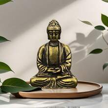 1pc Mini Pure Brass Sakyamuni Buddha Statue Decor - Bronze - View 4