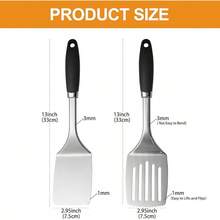 Brushed Slotted Stainless Steel Turner, Non-Slip Spatula With Ergonomic Handle - 2 包特納 - 查看 5