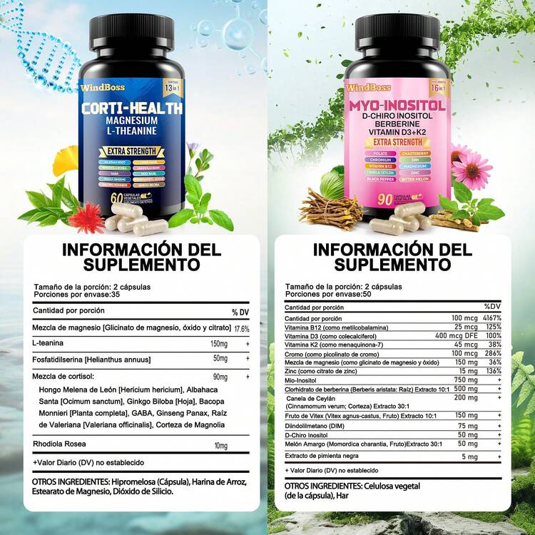 Windboss Suplemento Cortisol Inositol | Ahorro Familiar | 4*(90+60 Cápsulas) - paquete 4 - Añade 5
