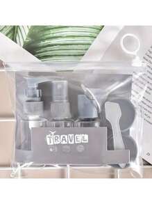 1件/7件旅行装旅行瓶套装，可重复灌装，包含洗漱包、空液体容器、防漏液体分装瓶、旅行化妆包、面霜罐，旅行必备，飞机旅行配件，旅行瓶套装，防漏便携式洗漱容器套装，透明PP材质航空尺寸化妆品容器，适用于乳液、洗发水、面霜、香皂等，带收纳袋，旅行必备瓶套装，带按压式乳液瓶