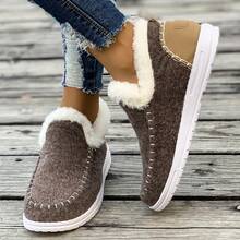2024 New Women's Winter Shoes, Cross-Border Extra Large Thermal Lined Thickened Fur Edged Warm Flat Winter Shoes, Winter