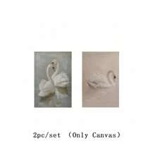 1/3 件白天鹅莲花复古动物艺术品海报帆布画墙面艺术画家居乡村农舍装饰可选画框