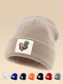 1pc Men's Autumn/Winter Outdoor Casual Warm Personalized Graphic Print Knit Beanie Hat, Solid Color Pullover Cap Suitable For Daily Wear - Hedging Cap - View 5