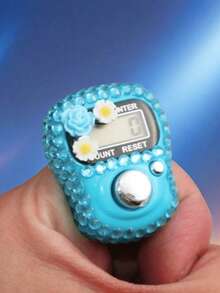 8 modelli di contatore elettronico con fiore di strass e pulsante di reset - contatore portatile da dito per sport, palestra, preghiera e inventario, contatore digitale a LED con cinturino da polso