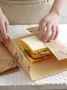 100/50pcs Sandwich Packaging Paper, Hamburger Packaging Bags, Kitchen Food Packaging Tools, Packaging Accessories, Food Packaging Containers, Lunch Box Insulation Bag Accessories, Food Basket Padding Paper, Dining Table Decoration Padding Paper, Halloween And Christmas Food Padding Paper - Multicolor - View 5