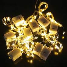 1/5 pezzi Luci a fata a LED, batteria a bottone (batterie incluse), luci a filo di rame in piccola scatola bianca, luci a filo di rame, lampade, luci LED, luce notturna, illuminazione, luce per libri, luci LED per camera, illuminazione decorativa per feste, camera da letto, giardino, feste, matrimoni, decorazione per stanza, decorazione per matrimoni, decorazione natalizia, luci da favola, alberi da giardino, Natale, decorazione per feste di matrimonio a filo di rame, decorazione di Ognissanti, decorazione natalizia