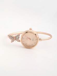 全新时尚女士蝴蝶手链表钻石切割玻璃水钻表盘石英表手链表礼物 - 均碼 - 查看 9