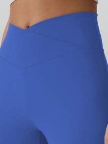 RUNONWHEELS 5 Women's Seamless Yoga Outdoor Flare Pants, High Waist Tummy Control Lifting Pants - Royal Blue - View 4