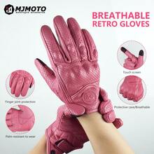 MJMOTO Găng tay lái xe máy nữ màu hồng cổ điển bằng da dê, găng tay đua mô tô địa hình, găng tay bảo hộ cứng cáp cho xe máy, cỡ XS-M. - A - Xem 6