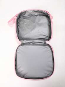 儿童可爱图案午餐袋，保持食物新鲜防漏，耐用可重复使用的午餐手提袋，适合上学、野餐和旅行，配有可调节肩带 - 淡粉蝴蝶 - 查看 3