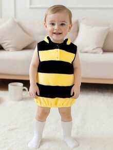 Kid Halloween Costume, Sleeveless Striped Hooded Vest With Wings Cosplay Bee Costume - Yellow - View 4