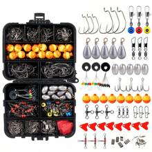 263pcs Fishing Lure Accessories Set, Including Sinkers, Hooks, Swivels For Sea Fishing And Pier Fishing