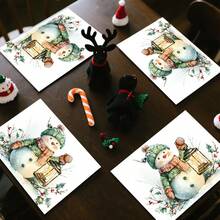 1 pieza/4 piezas/6 piezas Manteles individuales con diseño de acebo, muñeco de nieve y bayas de Navidad, manteles individuales rectangulares de poliéster lavables a máquina, protectores de mesa, manteles individuales aislantes, decoraciones de restaurante, decoraciones de mesa, artículos para fiestas, decoraciones navideñas, decoración del hogar - Multicolor - Ver 10